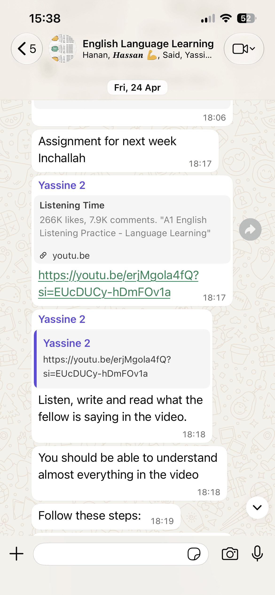 Un aperçu de la communauté WhatsApp de Fluenta
