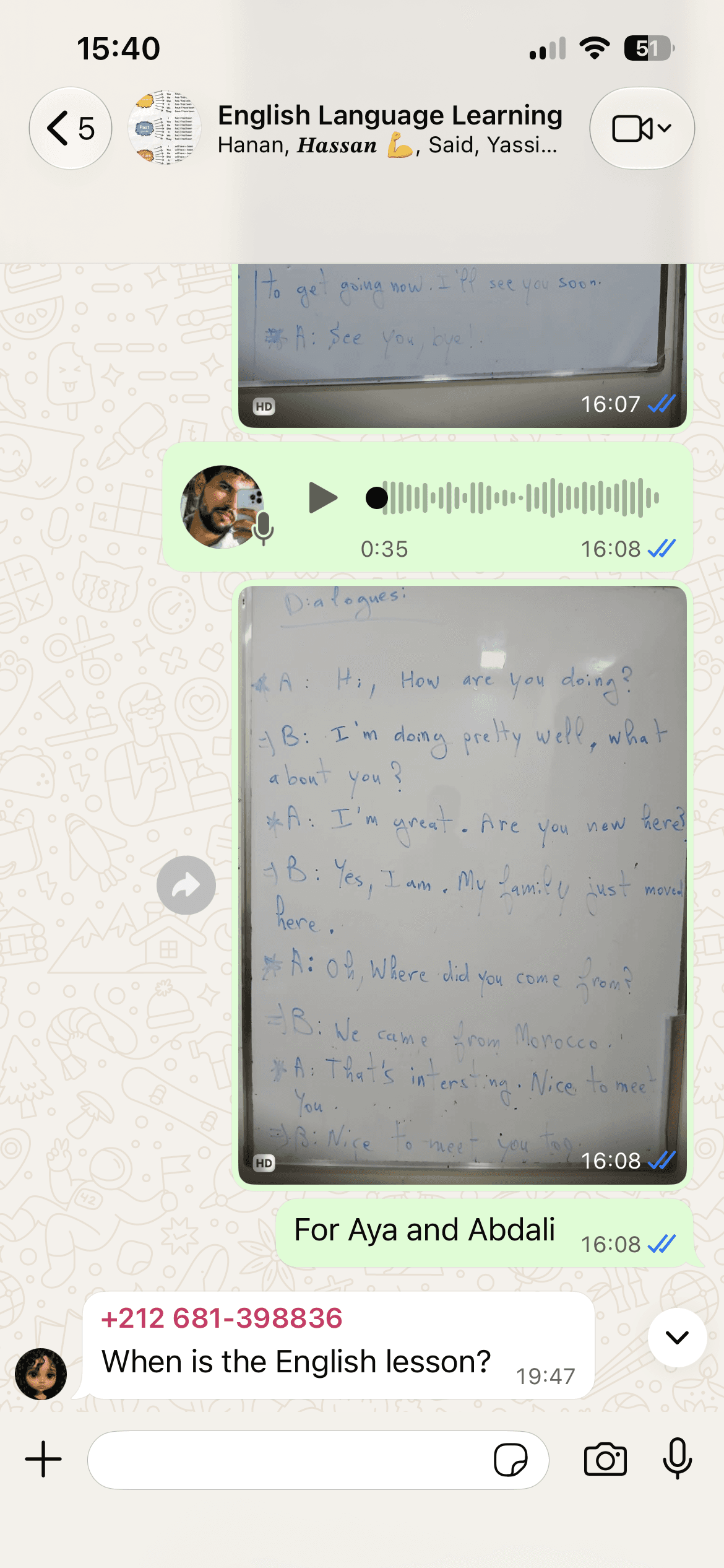 Un aperçu de la communauté WhatsApp de Fluenta